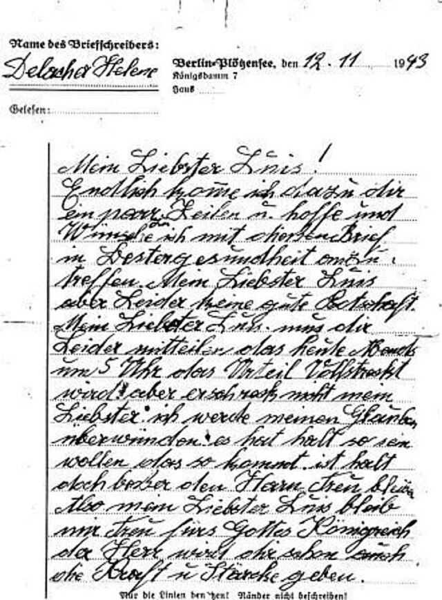 Copy of a handwritten letter