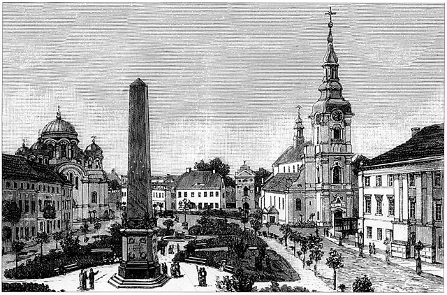 Engraving of the main square in Kalisz in 1877